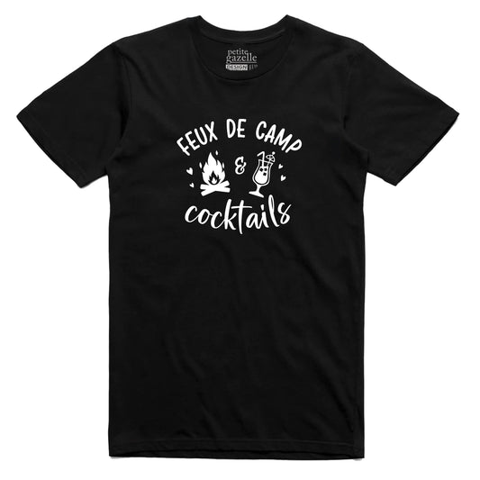T-shirt Unisexe Noir Small - Feux de camp et cocktails