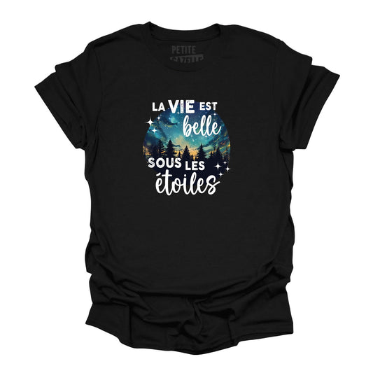 TSHIRT COL ROND | La vie est belle sous les étoiles - T-shirt Unisexe Col Rond - Petite Gazelle Atelier
