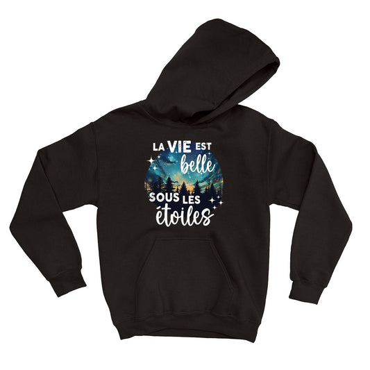 HOODIE | La vie est belle sous les étoiles - Coton Ouaté à Capuchon - Petite Gazelle Atelier