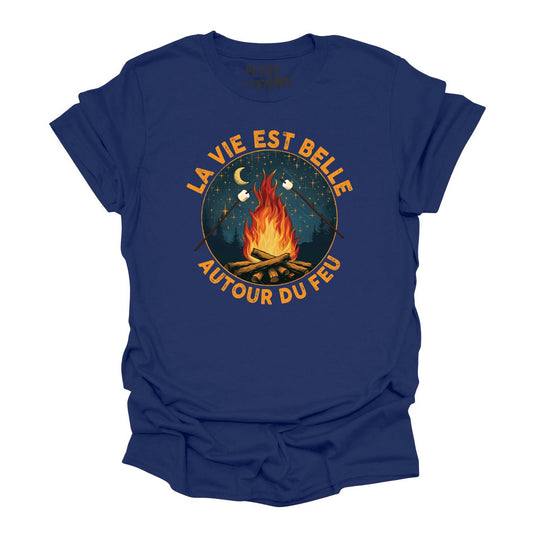 TSHIRT COL ROND | La vie est belle autour du feu - T-shirt Unisexe Col Rond - Petite Gazelle Atelier