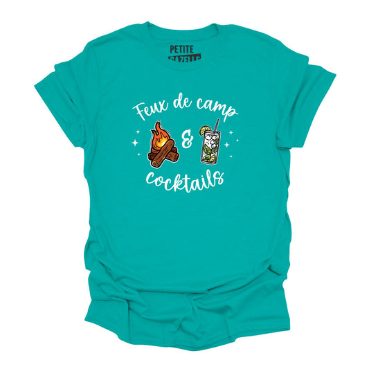 TSHIRT COL ROND | Feux de camp et cocktails - T-shirt Unisexe Col Rond - Petite Gazelle Atelier