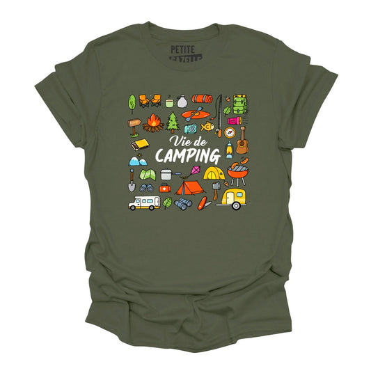 TSHIRT COL ROND | Vie de camping - T-shirt Unisexe Col Rond - Petite Gazelle Atelier