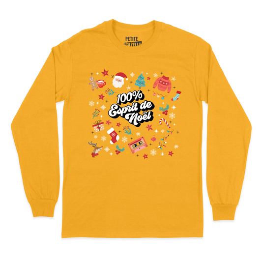T - SHIRT À MANCHES LONGUES | 100% Esprit de Noël - T-Shirt à manches longues - Petite Gazelle Atelier