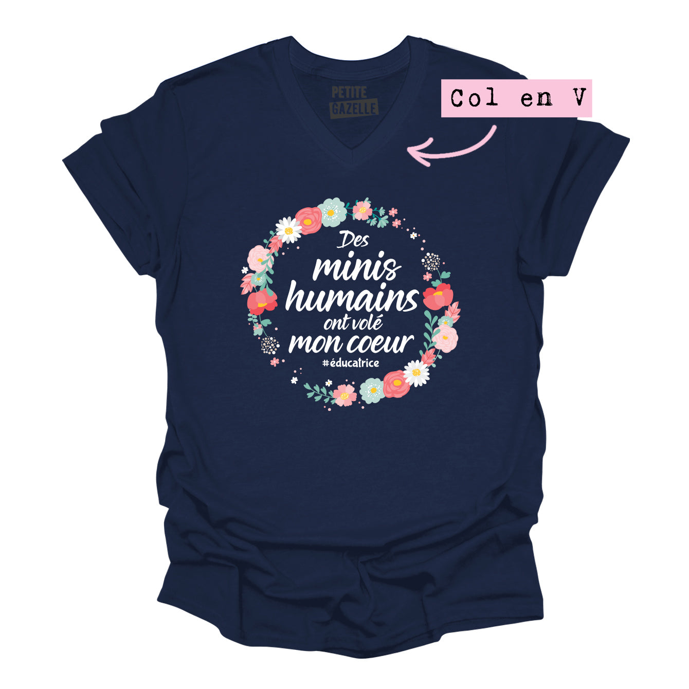 TSHIRT COL en V | Des minis humains ont volé mon coeur