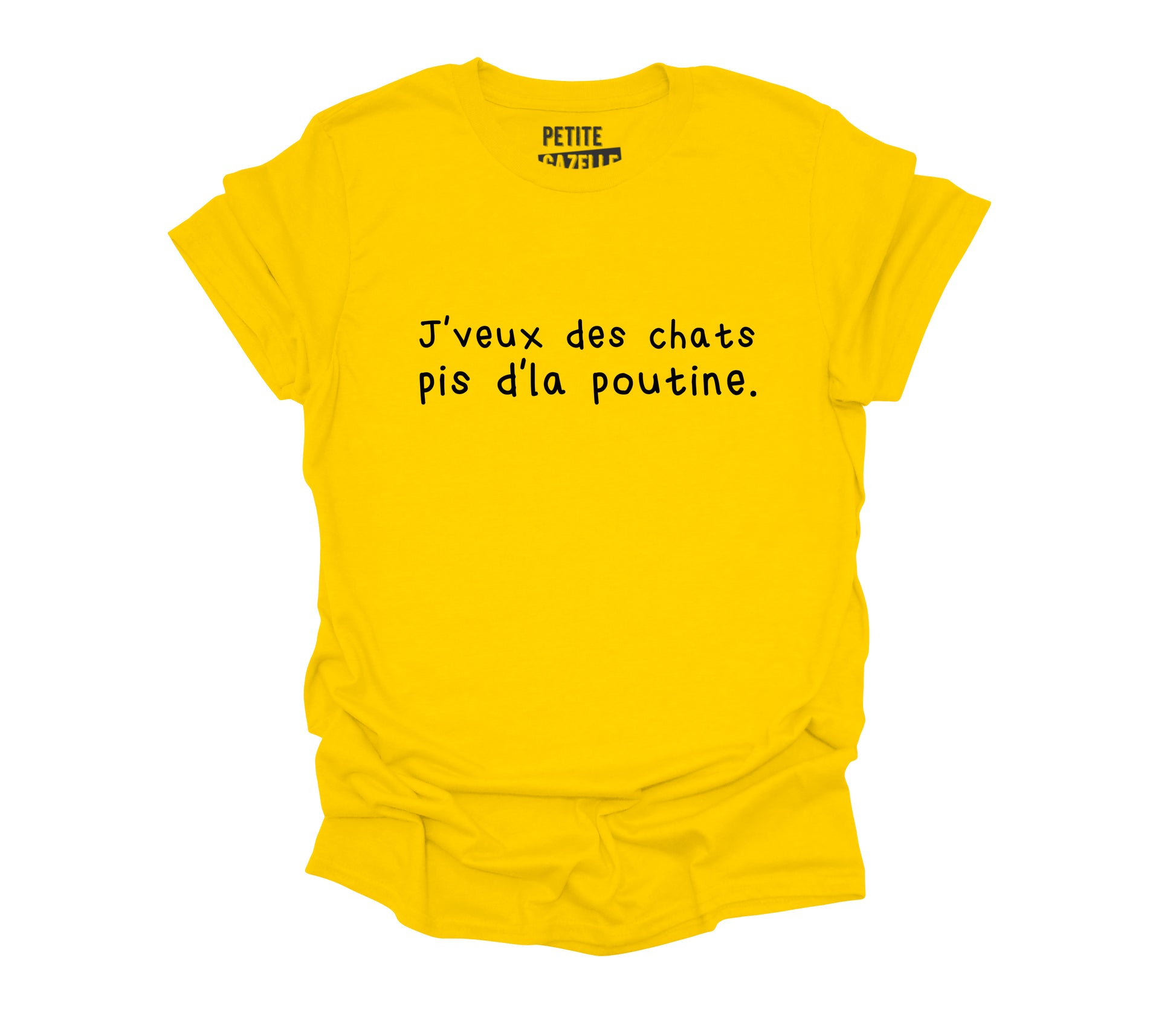 TSHIRT COL ROND | J'veux des chats pis d'la poutine