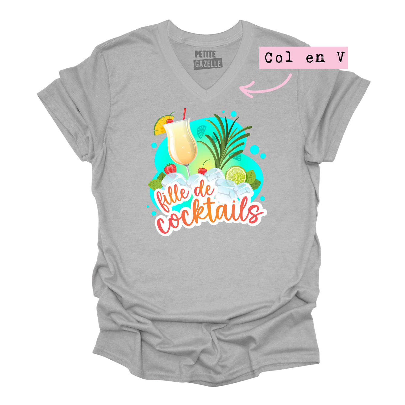 TSHIRT COL en V | Fille de cocktails