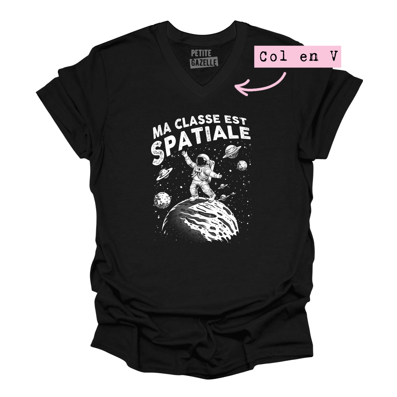 TSHIRT COL en V | Ma classe est spatiale