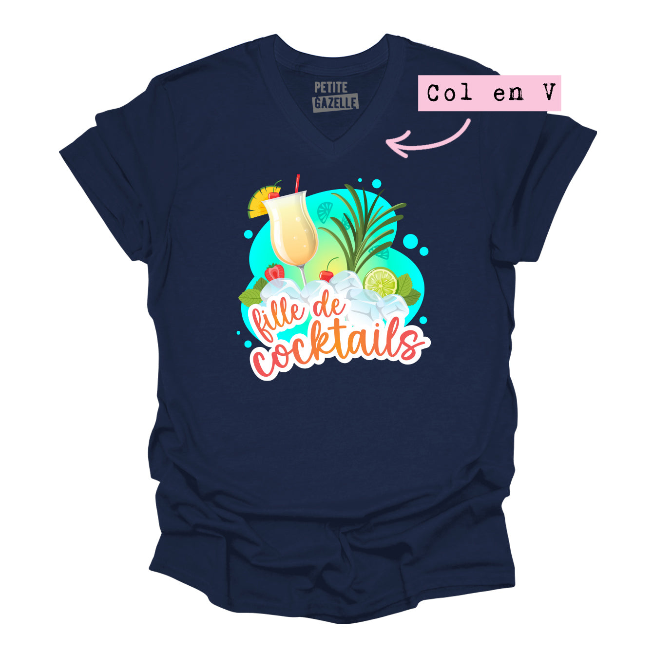 TSHIRT COL en V | Fille de cocktails