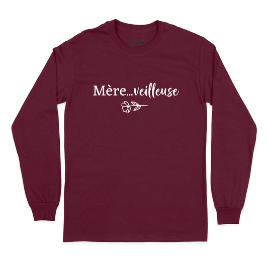 L - T-shirt manches longues bourgogne - Mère...veilleuse !