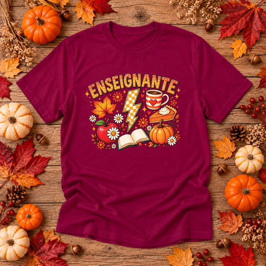 T-SHIRT COL ROND | Enseignante Automne