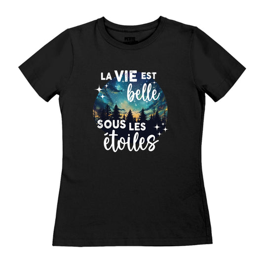 TSHIRT AJUSTÉ | La vie est belle sous les étoiles - T-Shirt coupe ajustée - Petite Gazelle Atelier