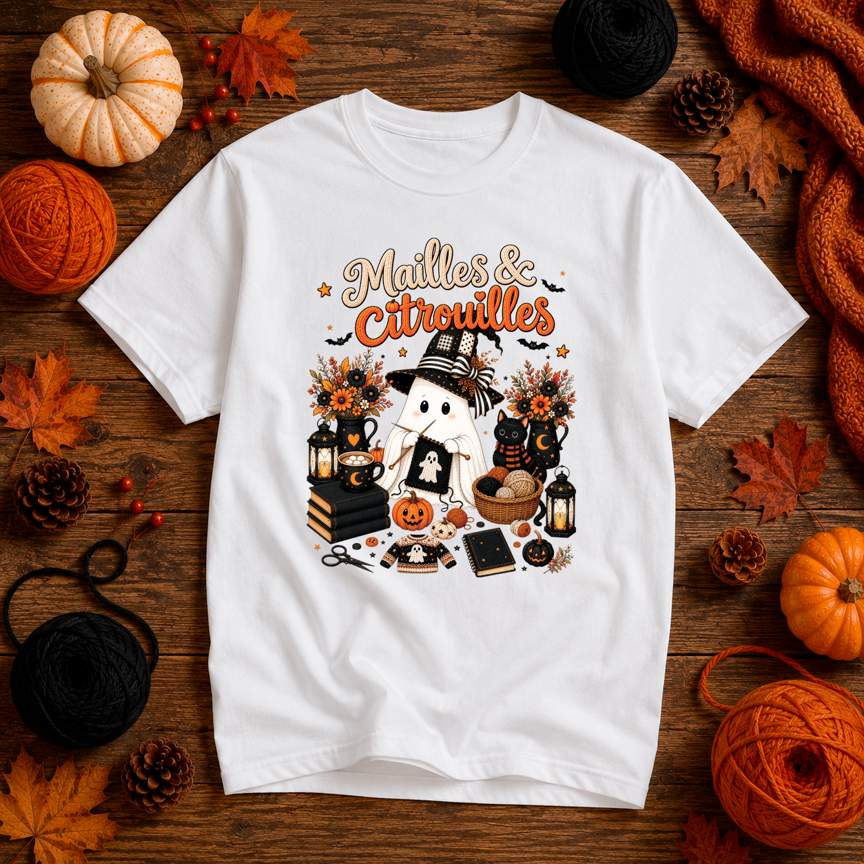 T-SHIRT COL ROND | Mailles & Citrouilles