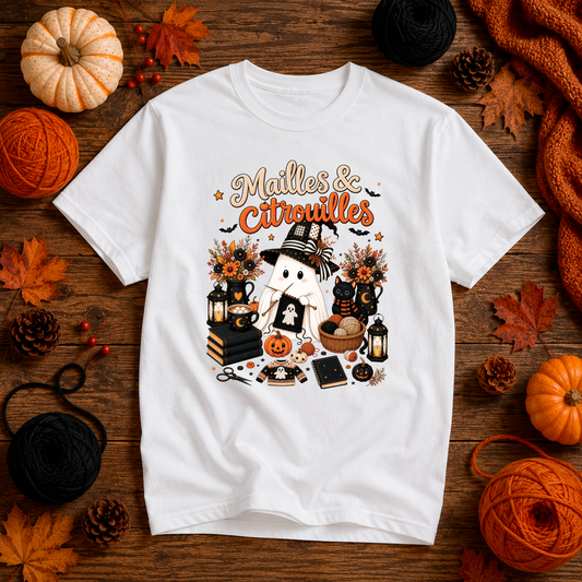 T-SHIRT COL ROND | Mailles & Citrouilles