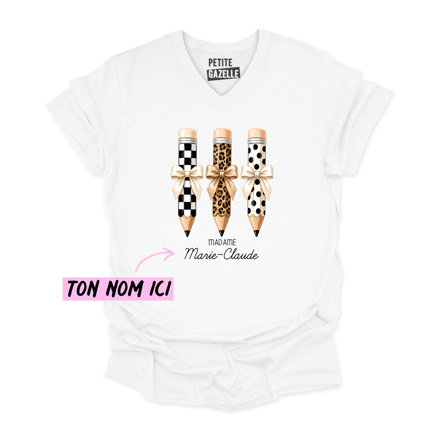 TSHIRT COL en V | Madame 3 crayons
