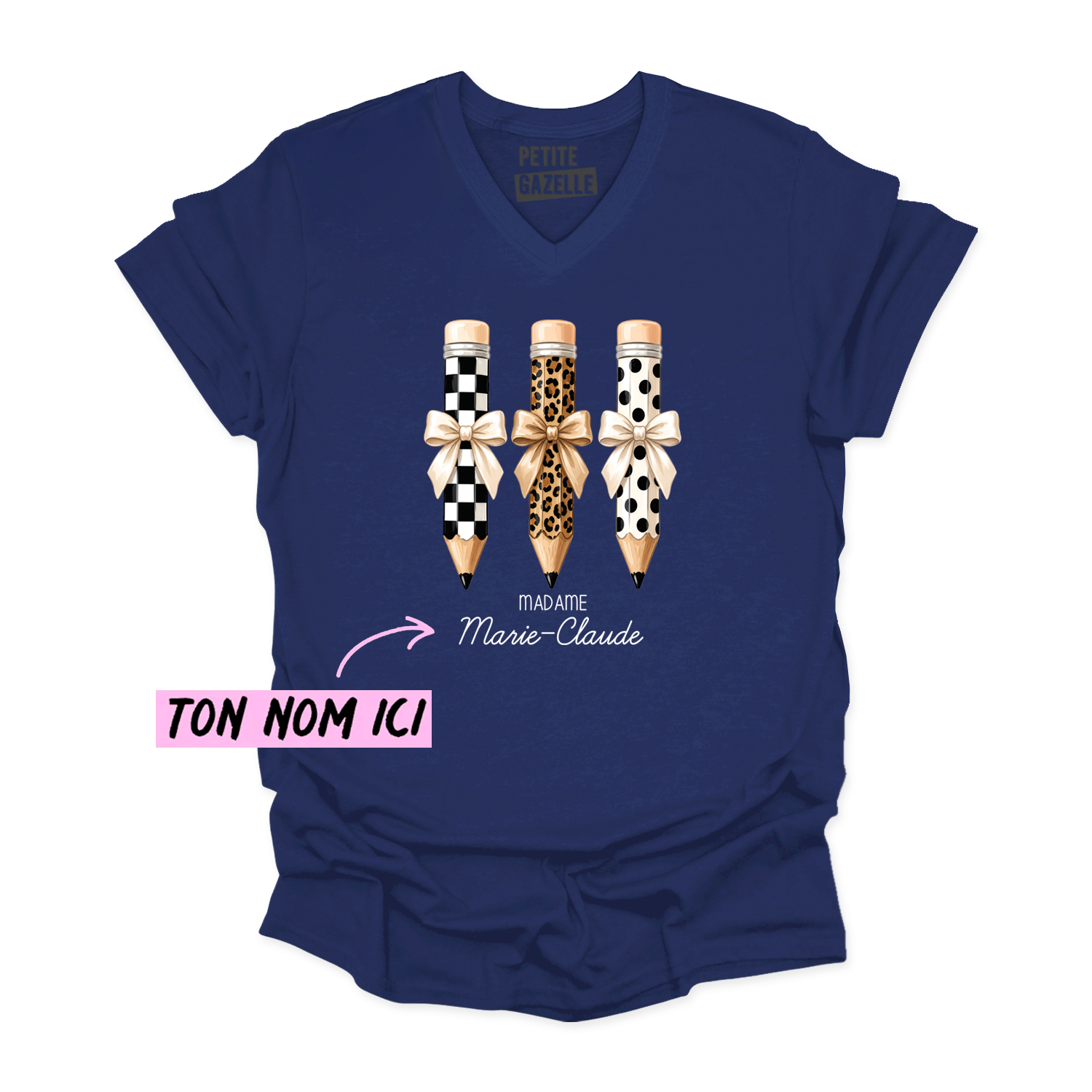 TSHIRT COL en V | Madame 3 crayons
