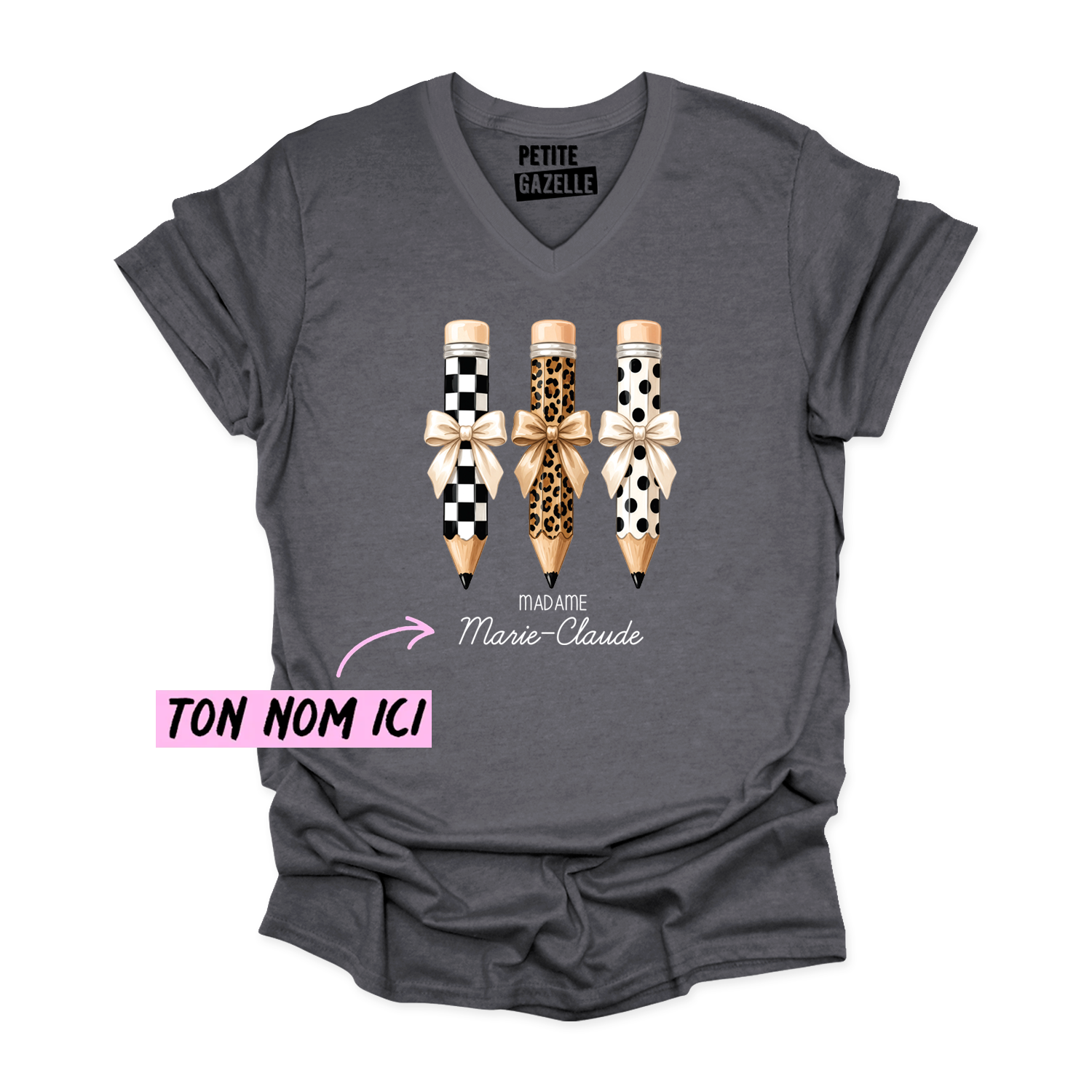 TSHIRT COL en V | Madame 3 crayons