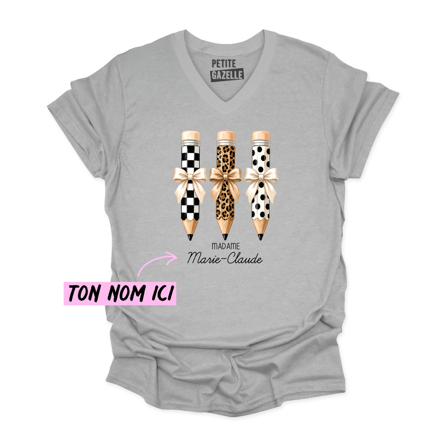 TSHIRT COL en V | Madame 3 crayons