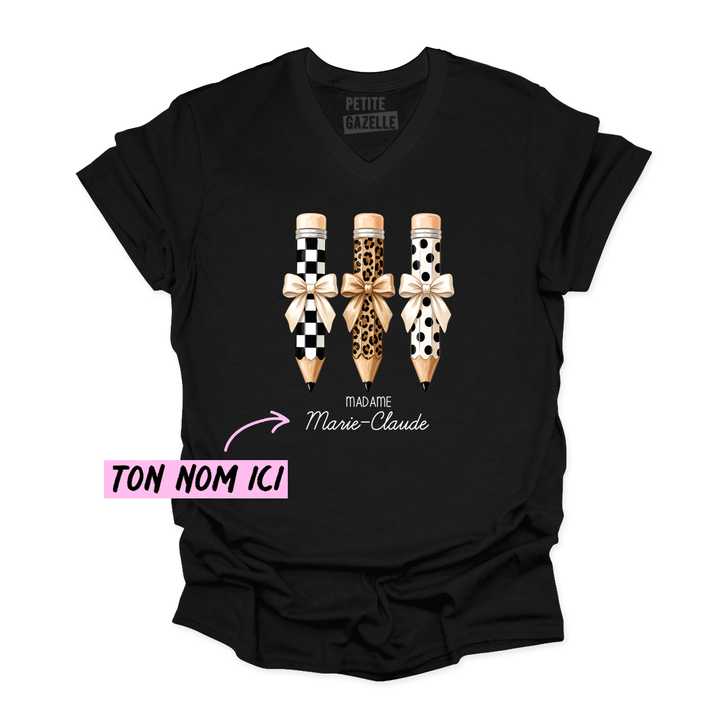 TSHIRT COL en V | Madame 3 crayons