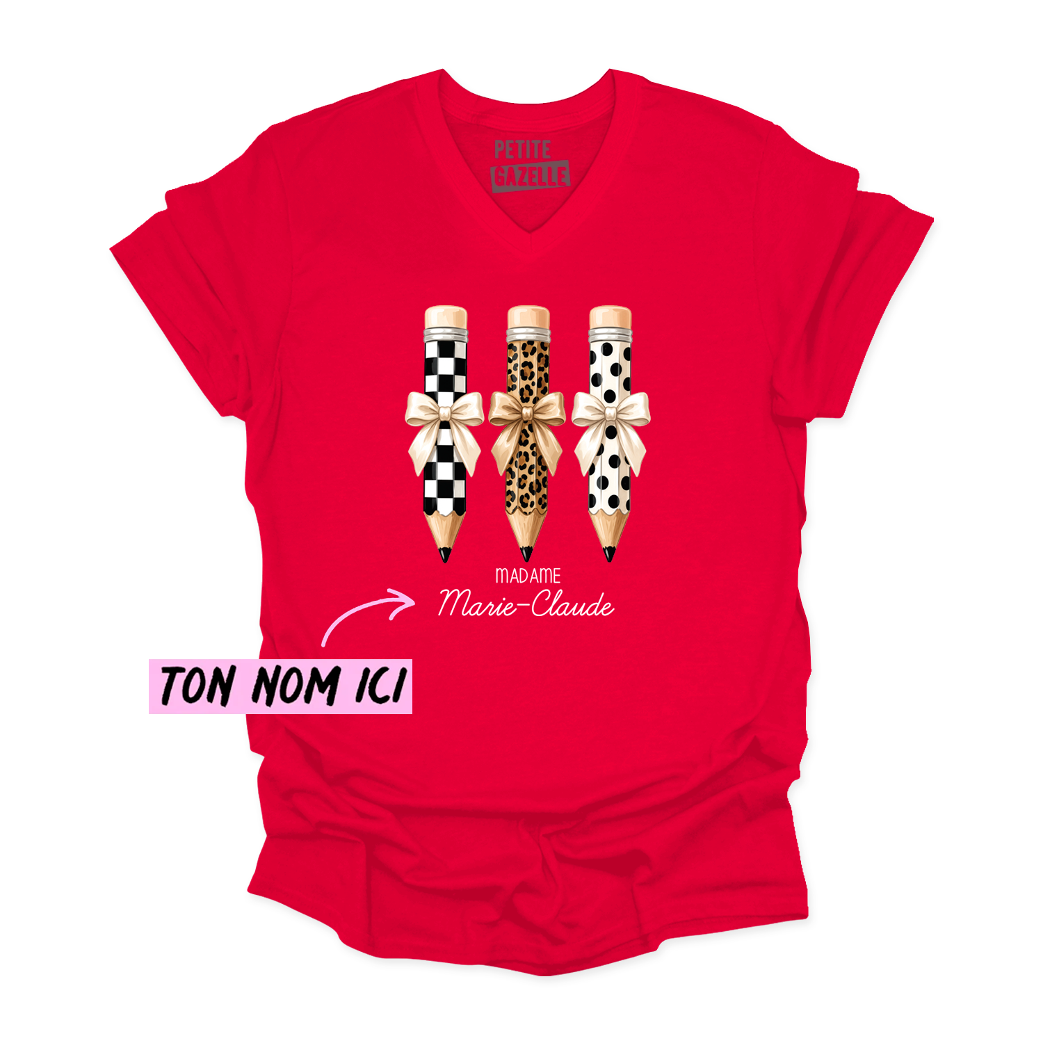 TSHIRT COL en V | Madame 3 crayons