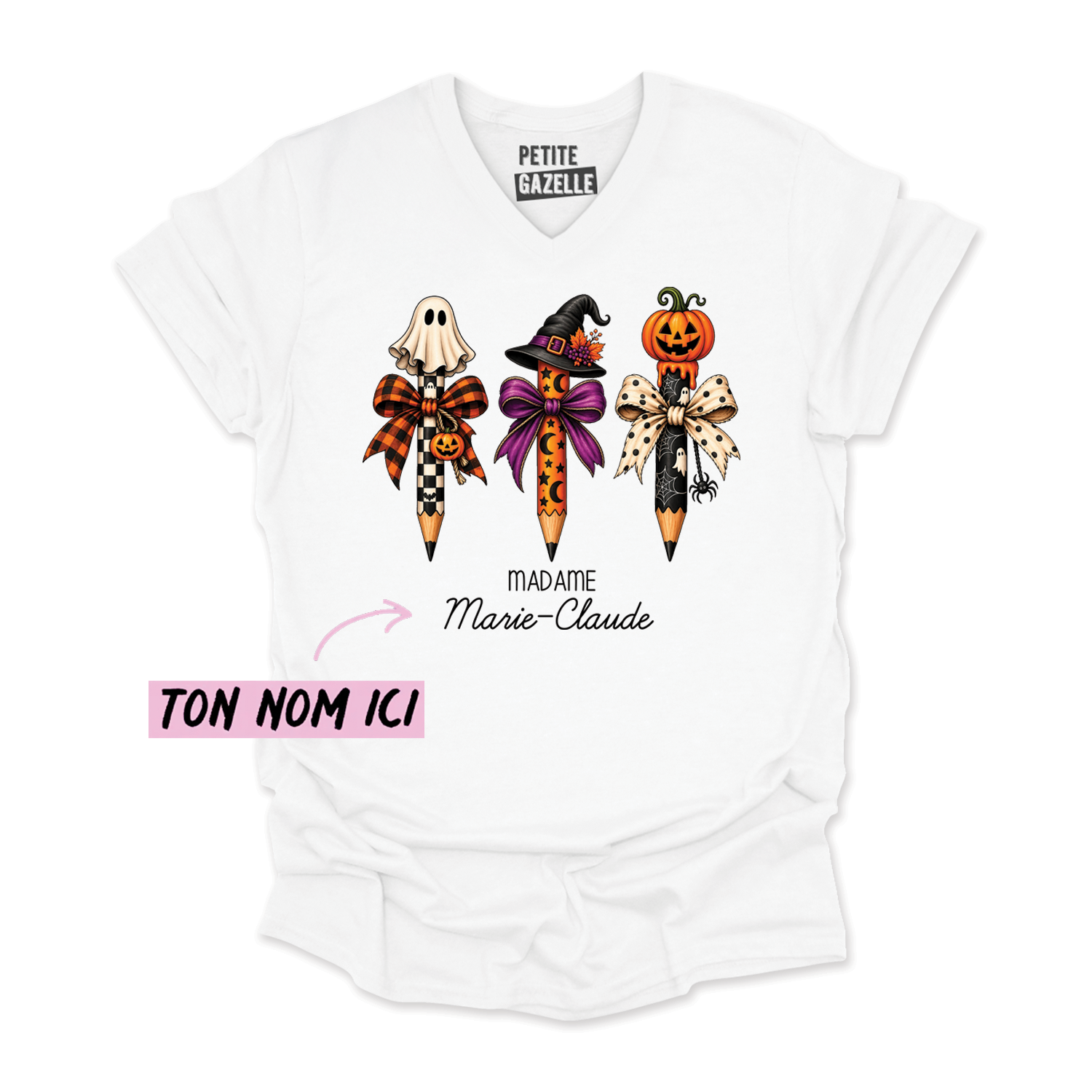 TSHIRT COL en V | 3 Crayons Halloween