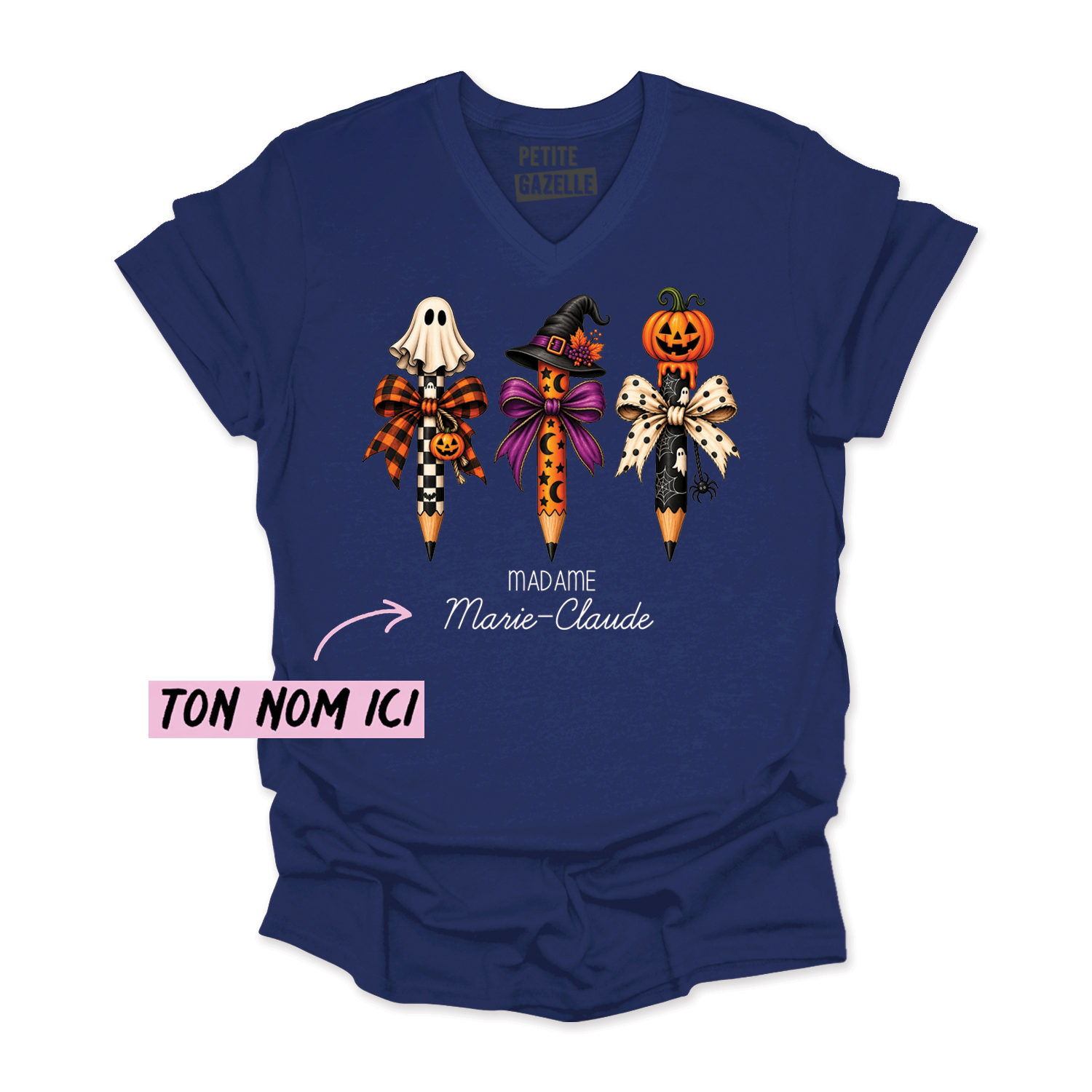 TSHIRT COL en V | 3 Crayons Halloween