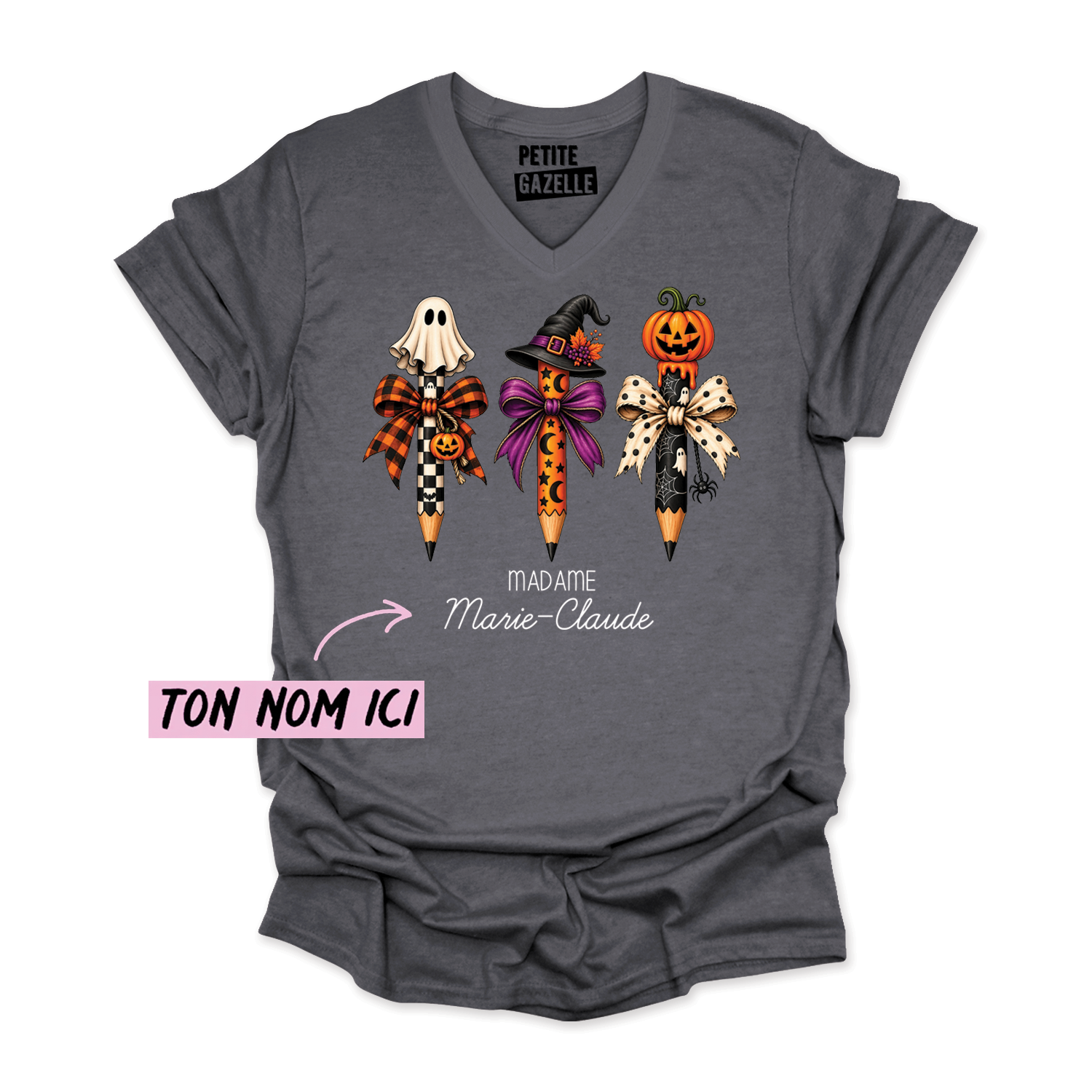 TSHIRT COL en V | 3 Crayons Halloween