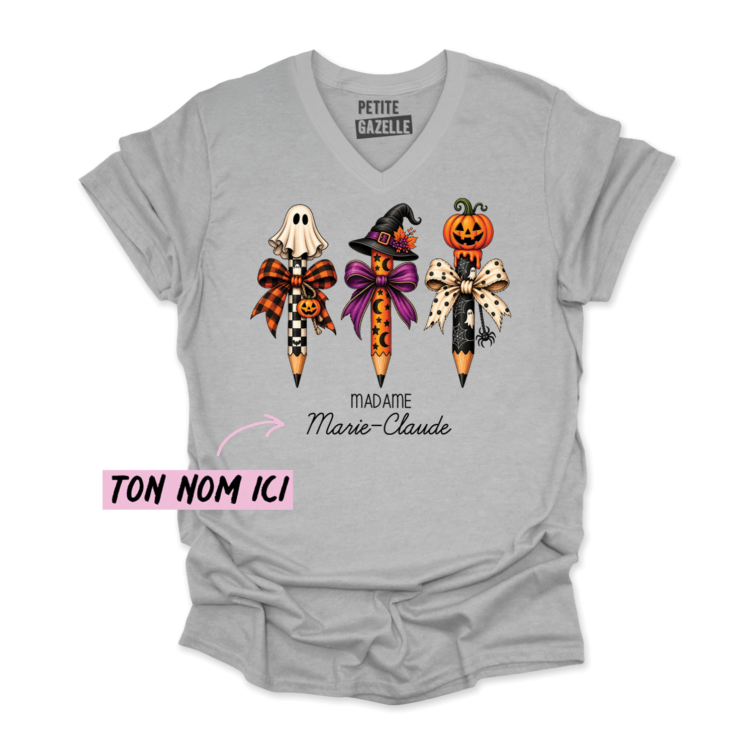 TSHIRT COL en V | 3 Crayons Halloween