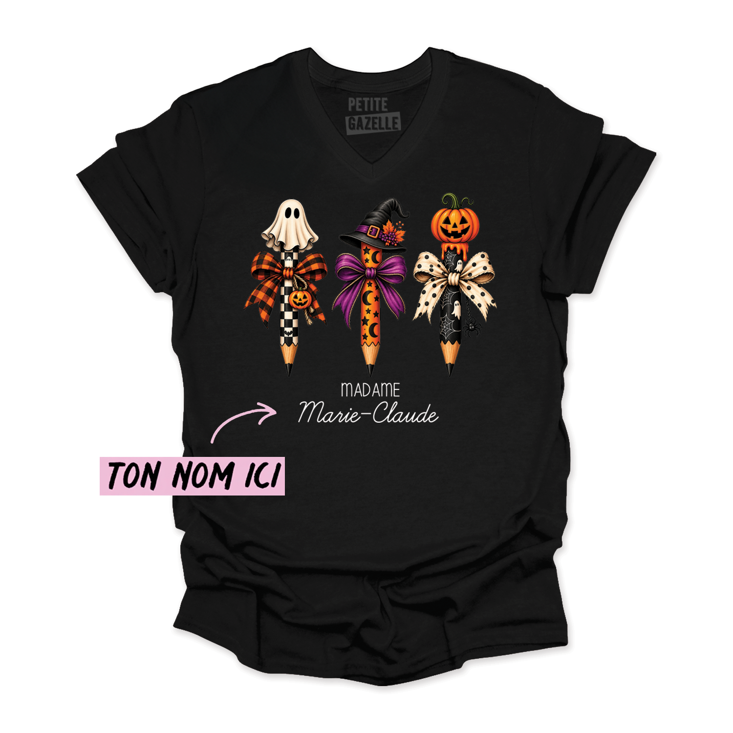 TSHIRT COL en V | 3 Crayons Halloween