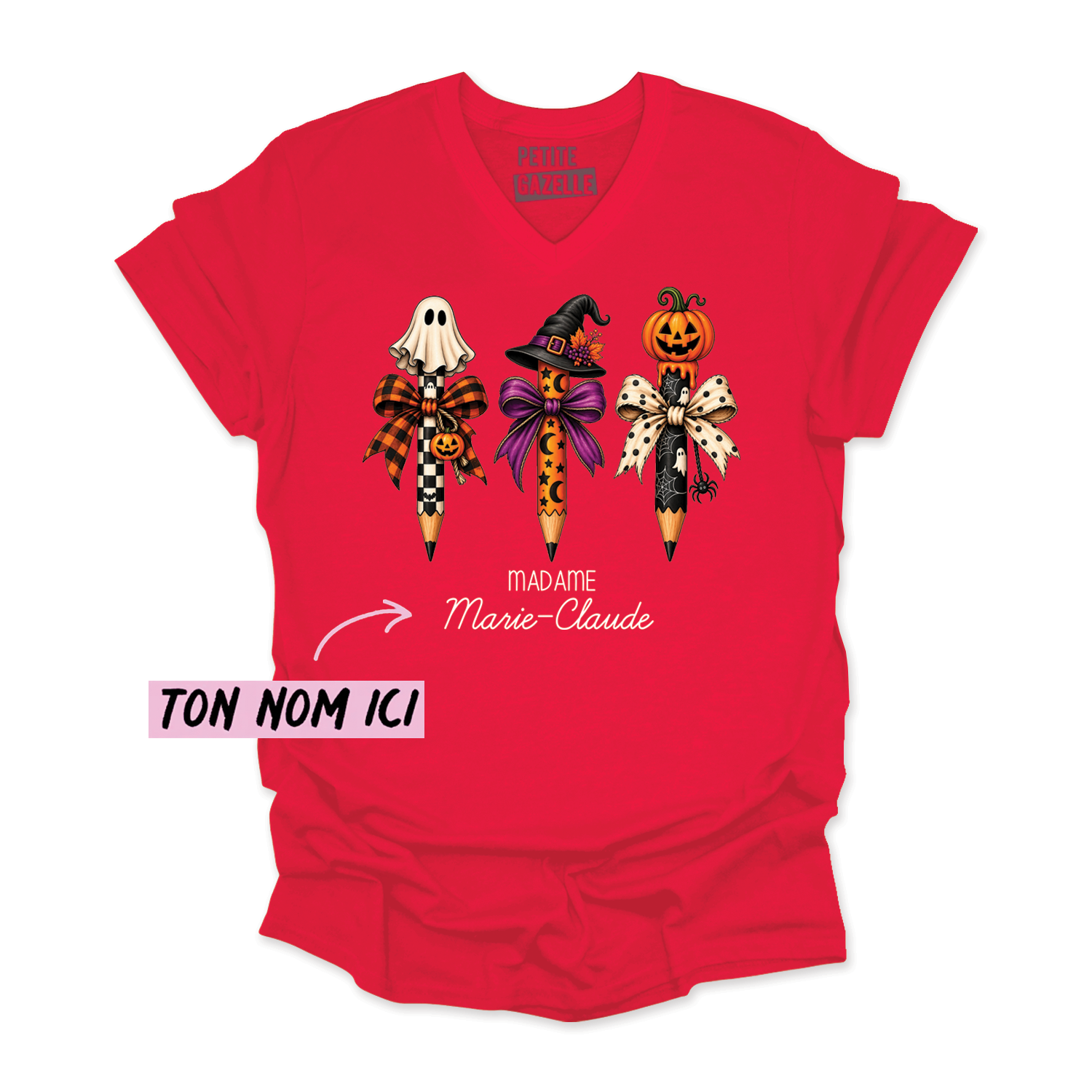 TSHIRT COL en V | 3 Crayons Halloween