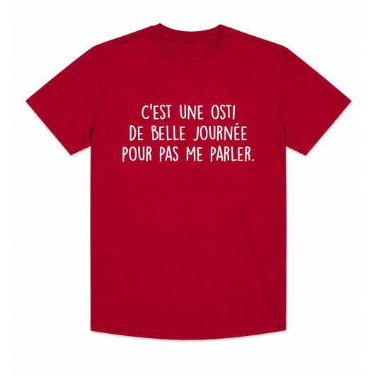 3XL - T-shirt Unisexe col rond rouge cendré - C'est une osti de belle journée pour pas me parler
