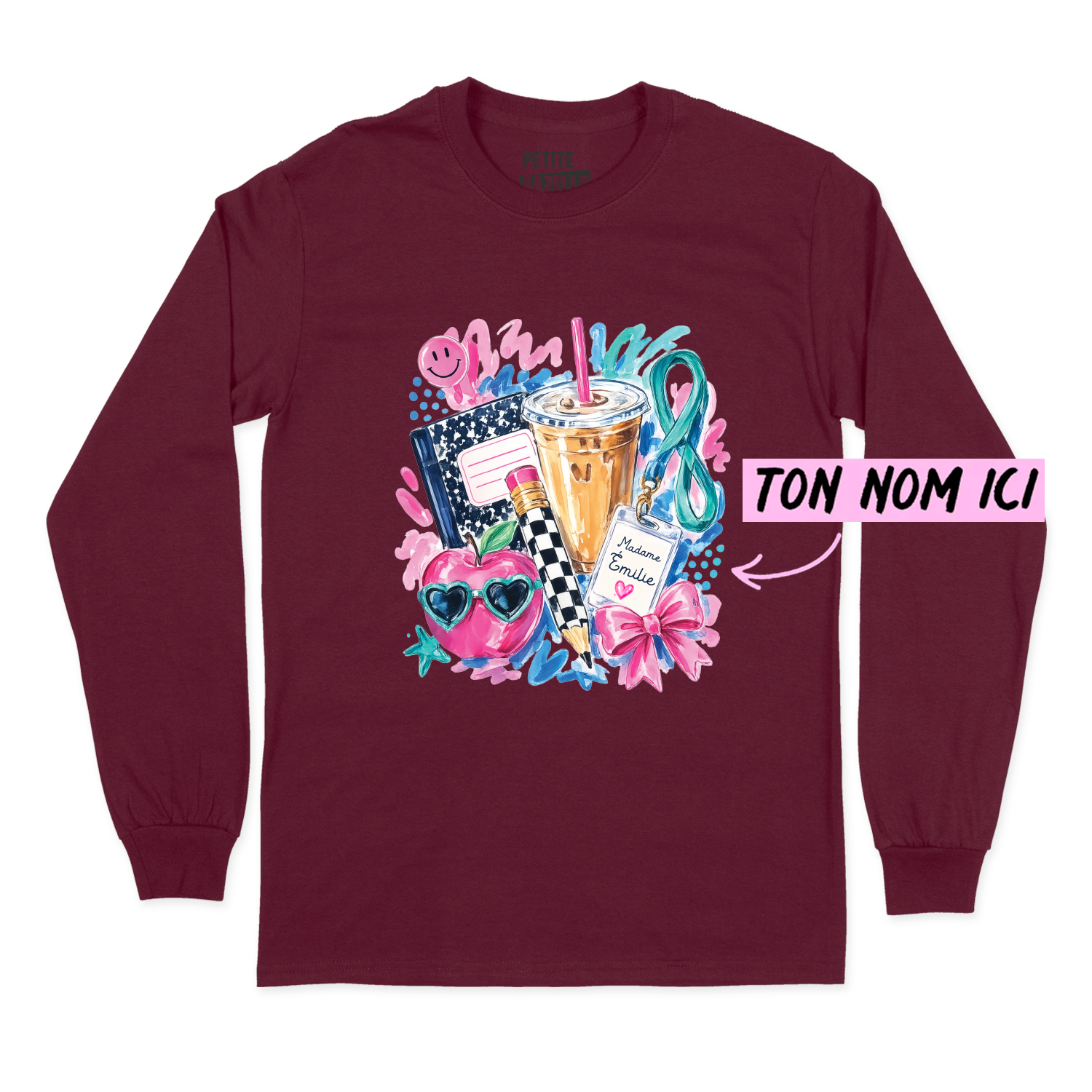 T-SHIRT À MANCHES LONGUES | Madame Aquarelle Scolaire