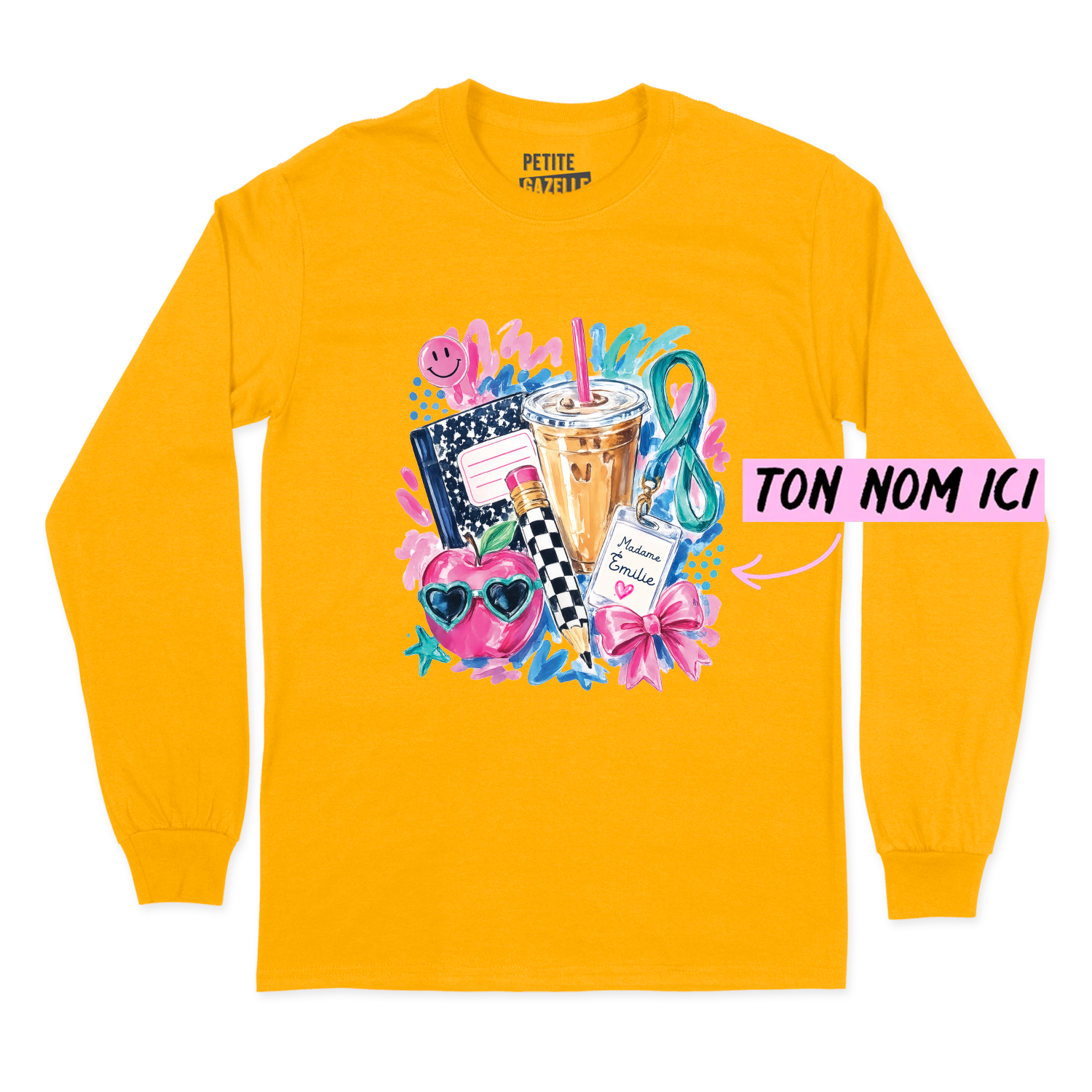 T-SHIRT À MANCHES LONGUES | Madame Aquarelle Scolaire