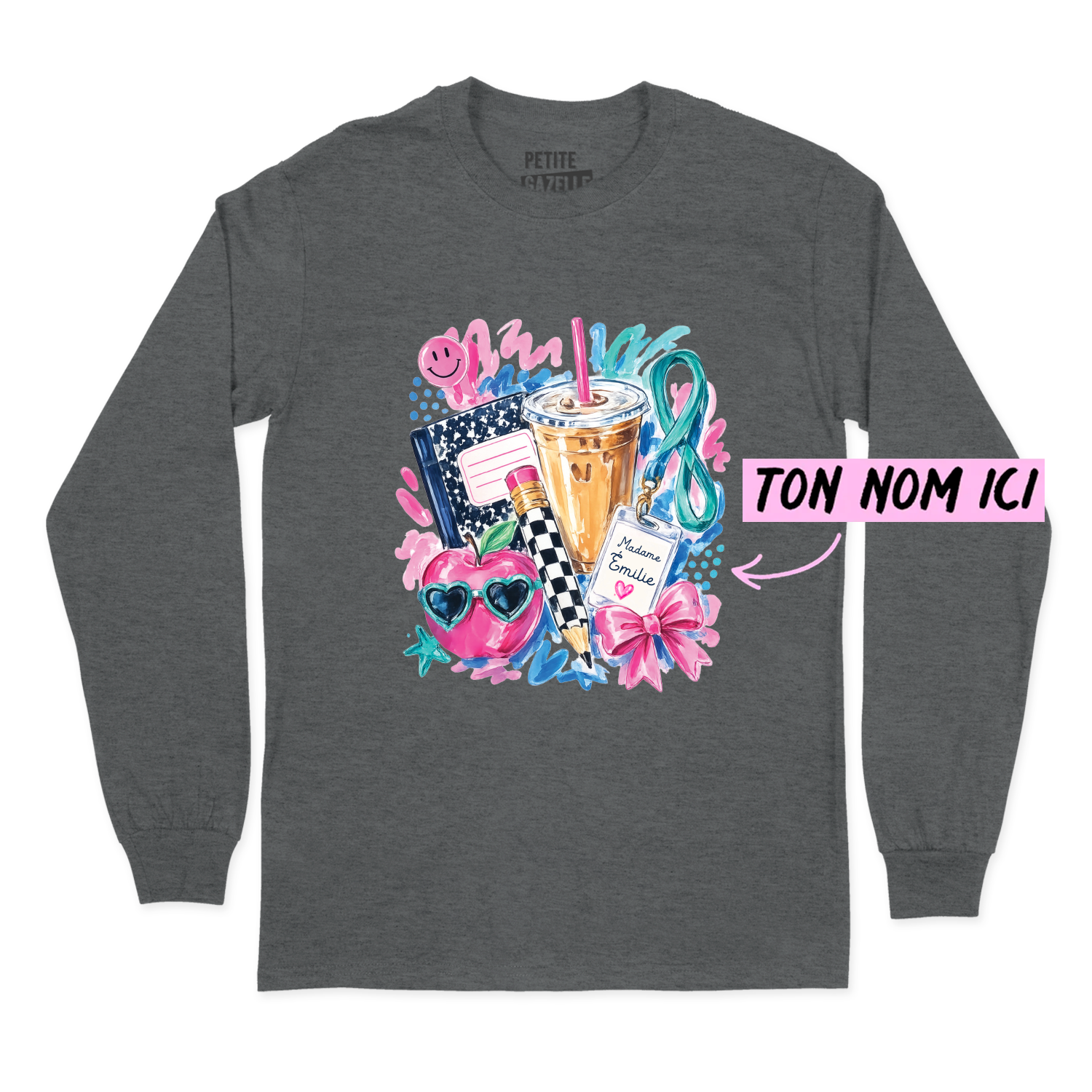 T-SHIRT À MANCHES LONGUES | Madame Aquarelle Scolaire