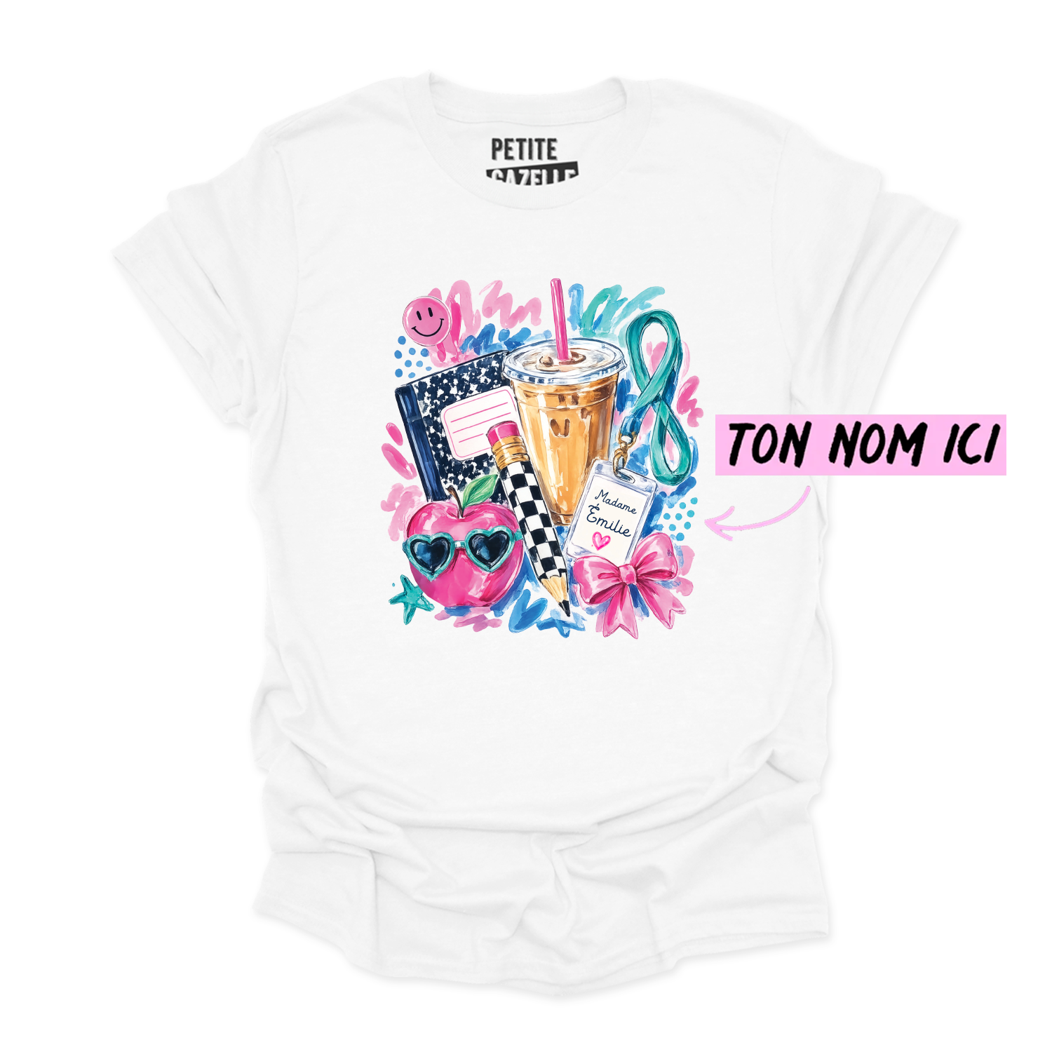 T-SHIRT COL ROND | Madame Aquarelle Scolaire