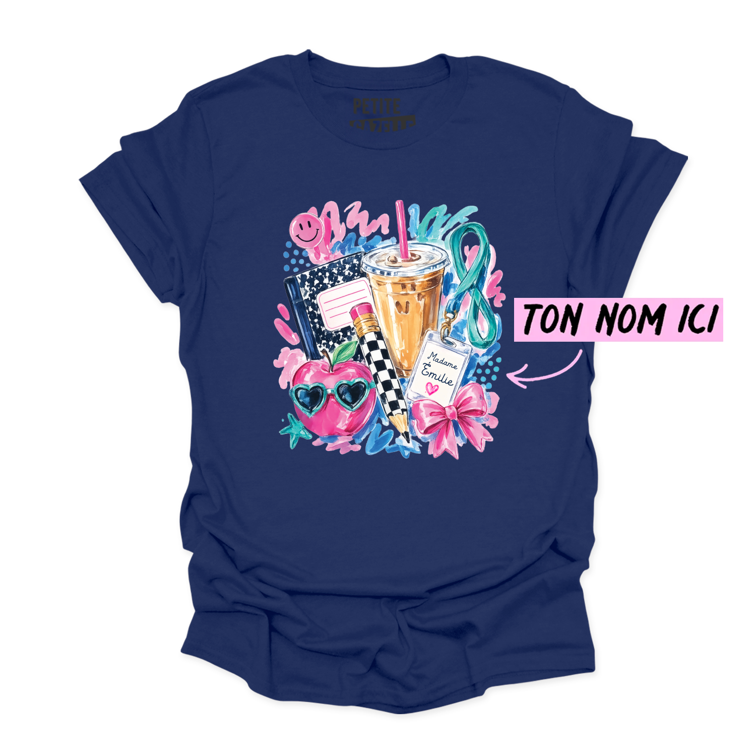 T-SHIRT COL ROND | Madame Aquarelle Scolaire