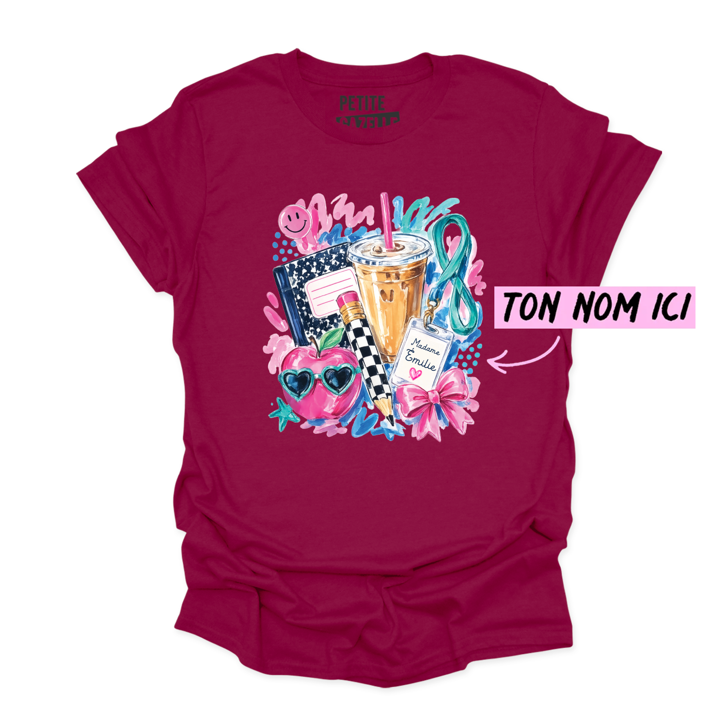 T-SHIRT COL ROND | Madame Aquarelle Scolaire