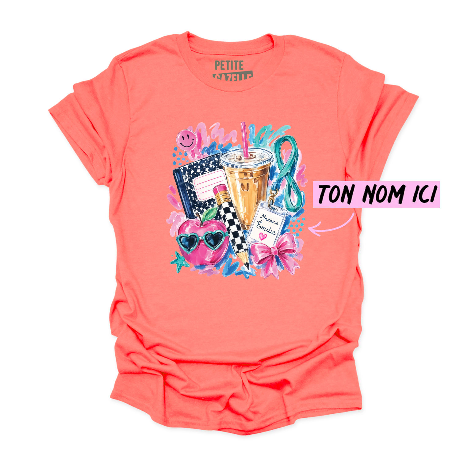 T-SHIRT COL ROND | Madame Aquarelle Scolaire