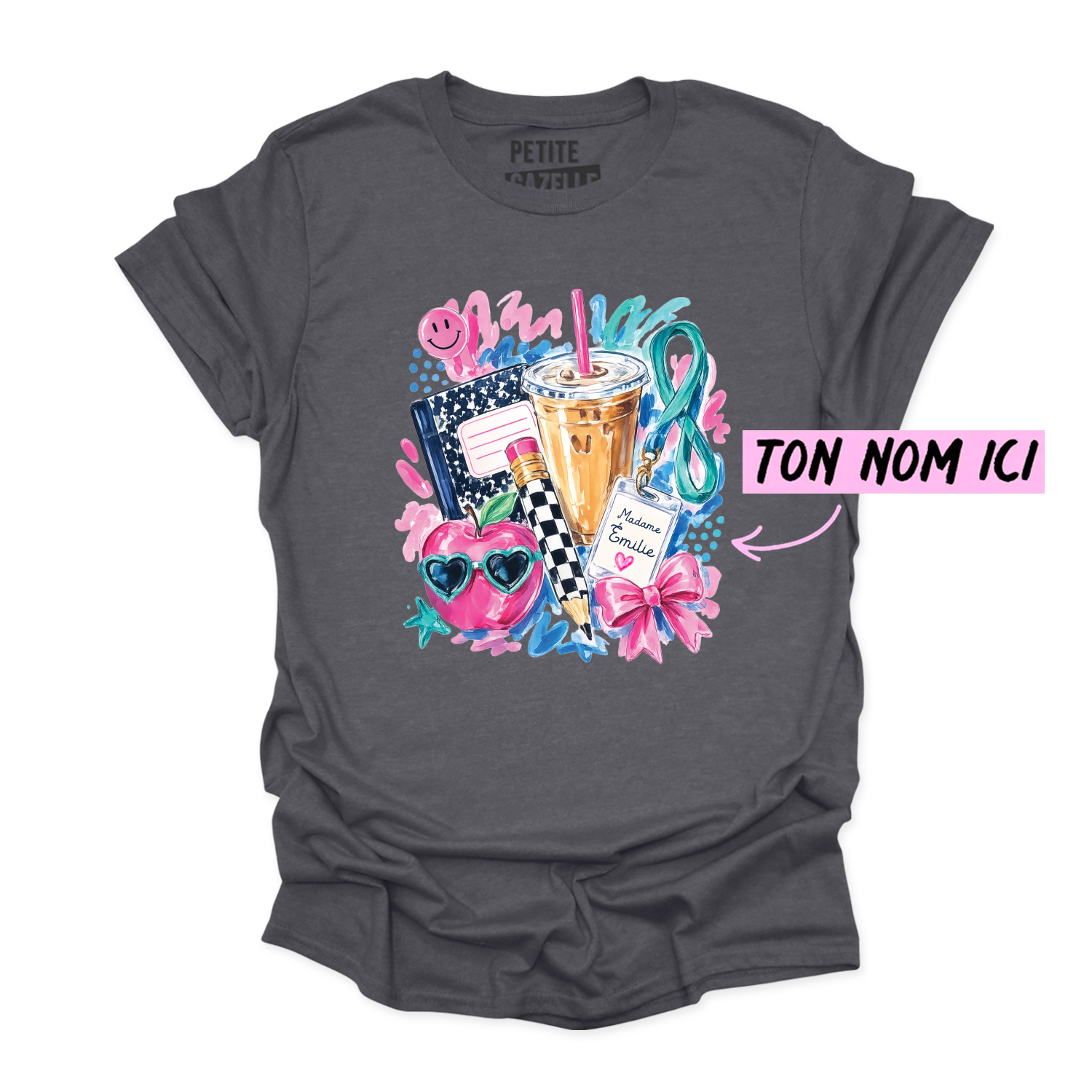 T-SHIRT COL ROND | Madame Aquarelle Scolaire