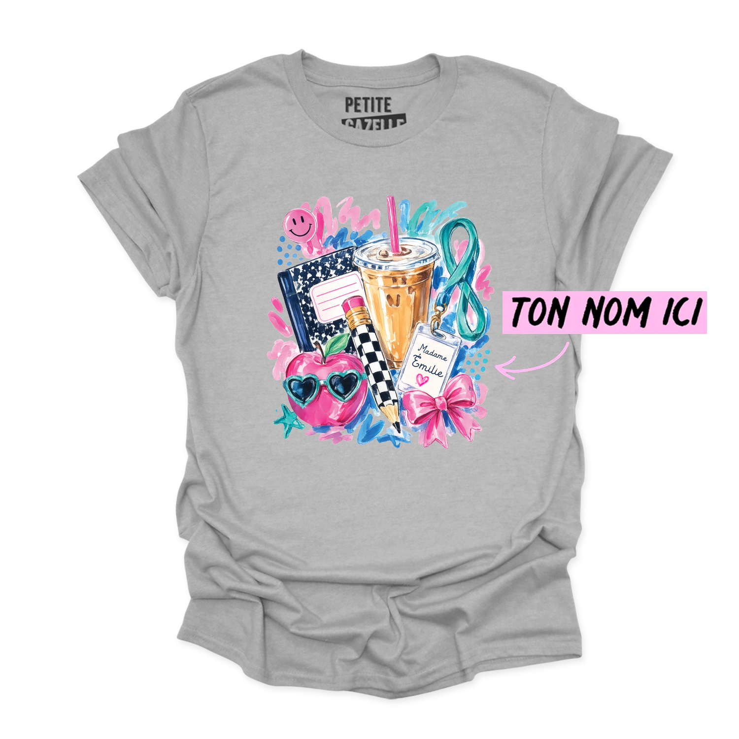 T-SHIRT COL ROND | Madame Aquarelle Scolaire
