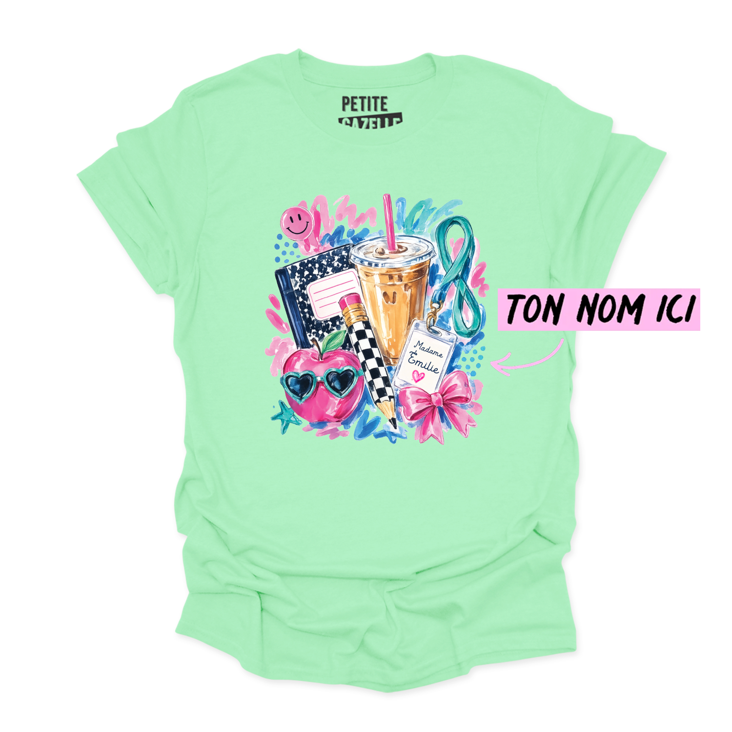 T-SHIRT COL ROND | Madame Aquarelle Scolaire