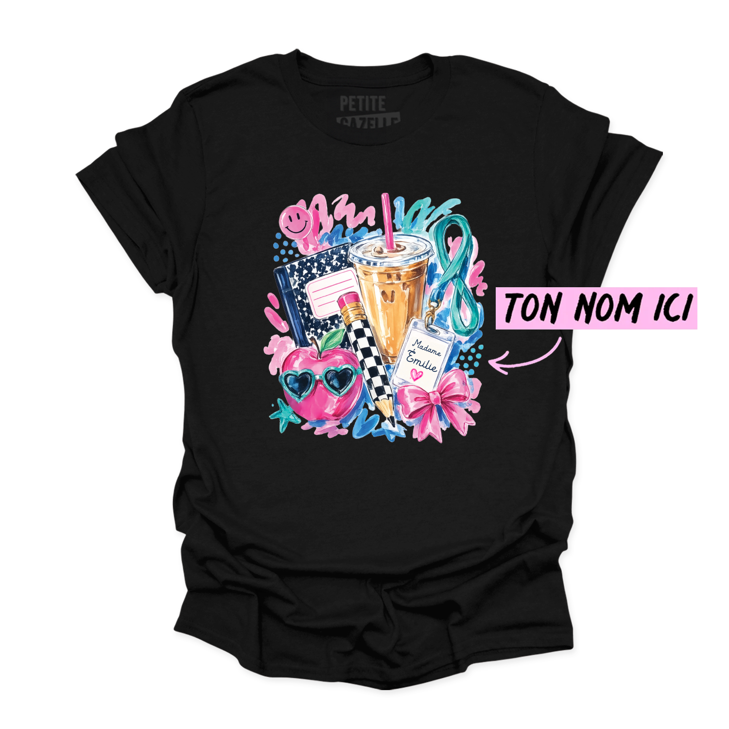 T-SHIRT COL ROND | Madame Aquarelle Scolaire