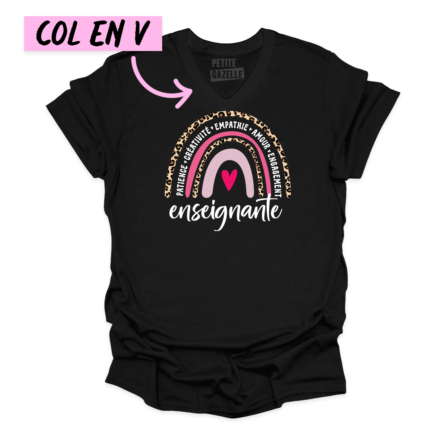 TSHIRT COL en V | Arc-en-ciel Enseignante