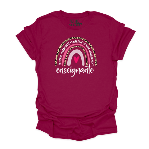 T - SHIRT COL ROND | Arc - en - ciel Enseignante - T-shirt Unisexe Col Rond - Petite Gazelle Atelier