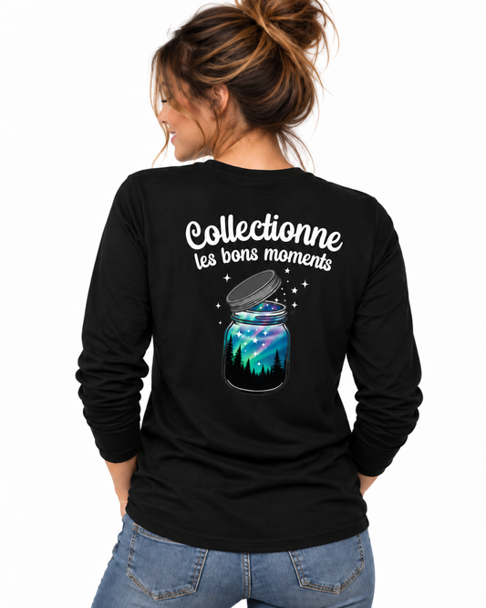 L - T-shirt manches longues noir - Collectionne les bons moments (DOS)