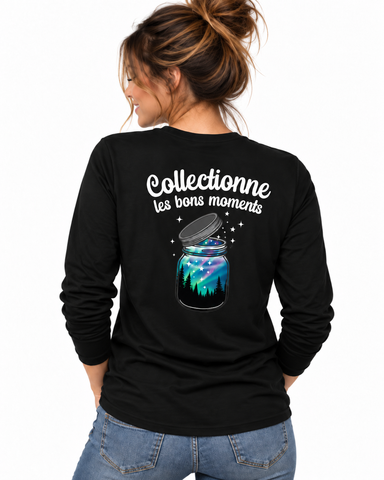 L - T-shirt manches longues noir - Collectionne les bons moments (DOS)