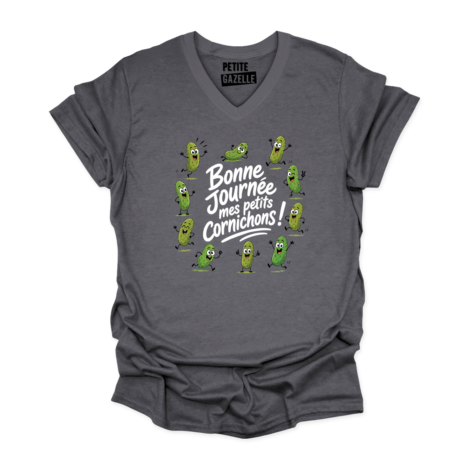 TSHIRT COL en V | Bonne journée mes petits cornichons