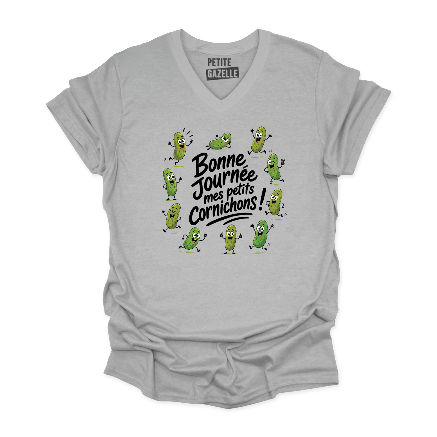 TSHIRT COL en V | Bonne journée mes petits cornichons