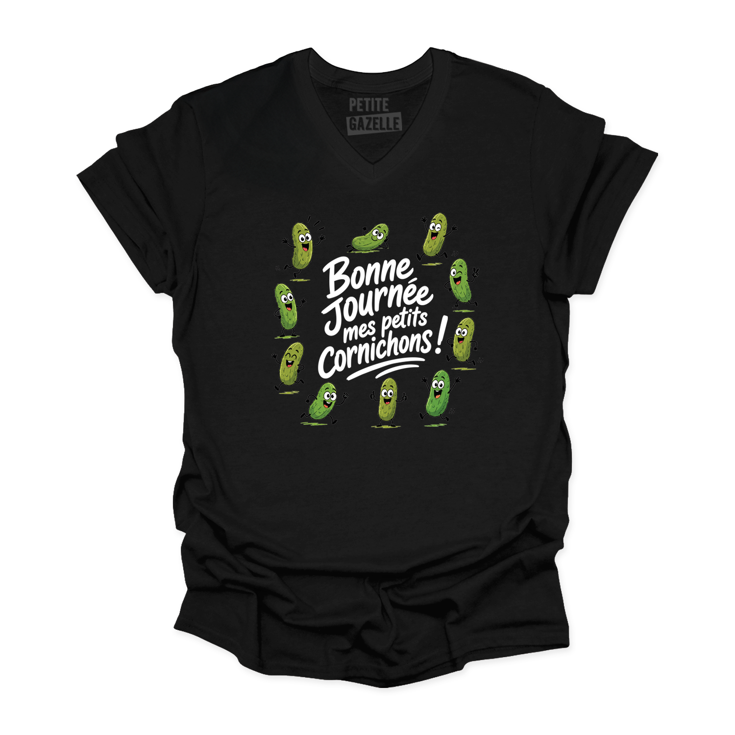 TSHIRT COL en V | Bonne journée mes petits cornichons