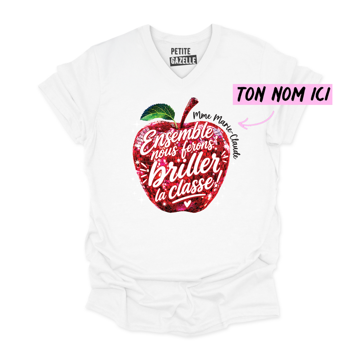 TSHIRT COL en V | Madame Pomme Disco