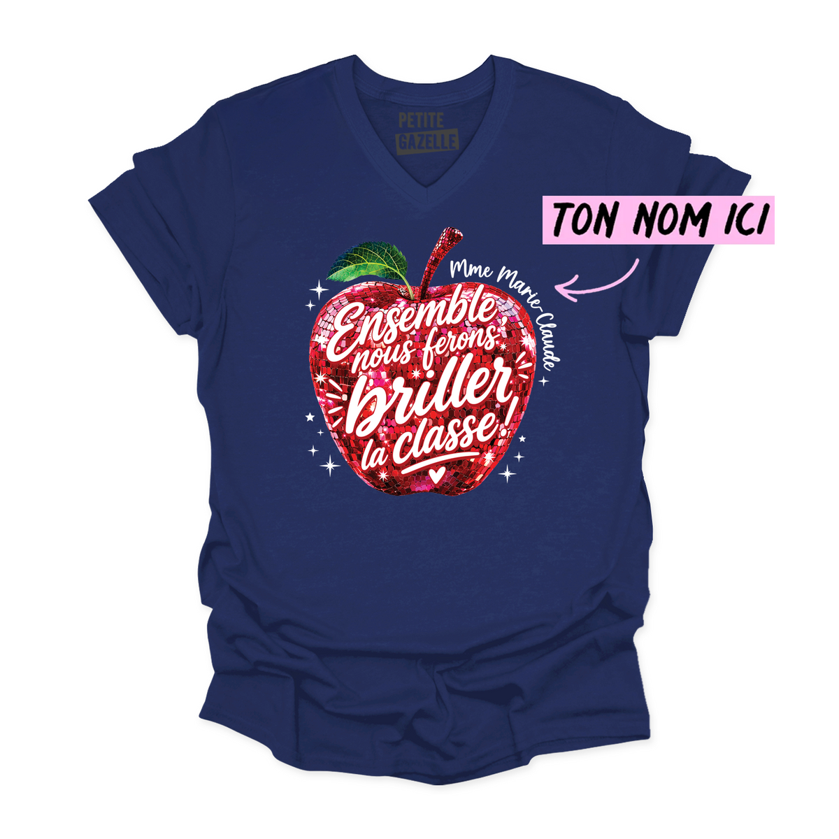 TSHIRT COL en V | Madame Pomme Disco